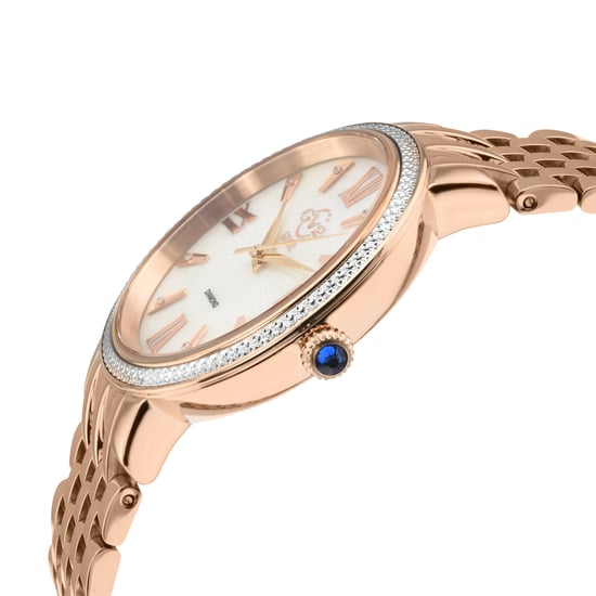 GV2 Reloj de acero inoxidable con diamantes y nácar de cuarzo suizo Genoa 12533 para mujer - Image 3