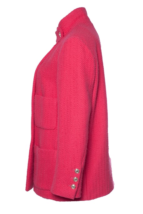 pink wool tweed blazer with 4 pockets - Image 3