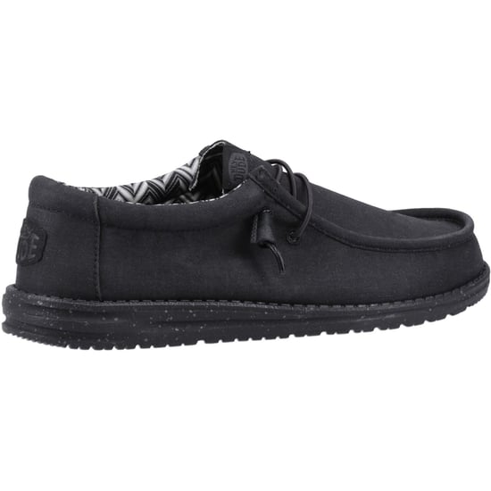 HEYDUDE Wally Canvas 100% Cotton Men's Black Boat Shoes - Image 2