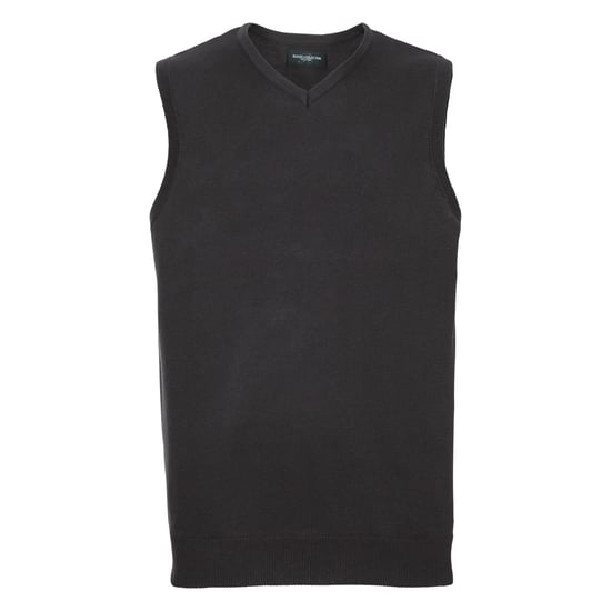 Russell Collection Mens V-Neck Sleevless Knitted Pullover Top / Jumper (Black) - Image 1