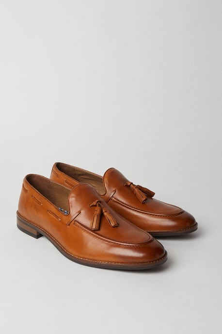 Tan Tassel Penny Loafers - Image 2
