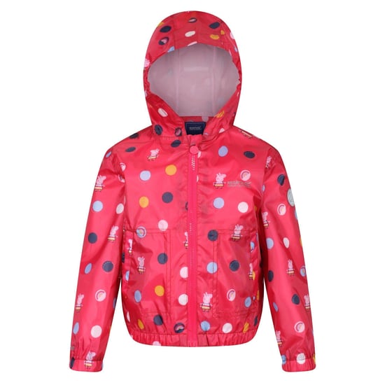 Regatta Childrens/Kids Peppa Pig Polka Dot Hooded Waterproof Jacket (Blush Red) - Image 1