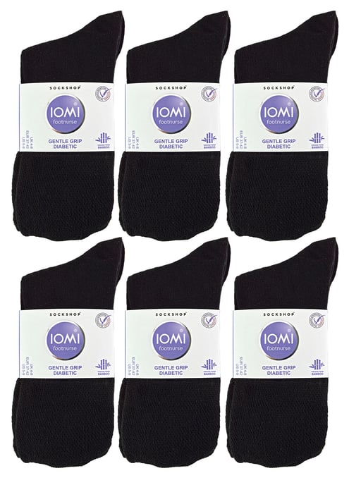 IOMI - Paquete múltiple de 12 pares de calcetines diabéticos de bambú para mujer sin costuras y sin elástico - Negro - Image 2