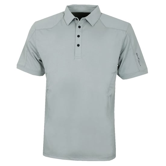 Island Green Mens Topstitched Golf Polo Shirt (Battleship Grey) - Image 1