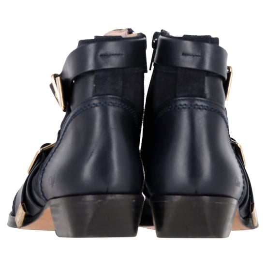 Chloé Buckled and Lace-Up Detail Ankle Boots in Black Suede - Image 5