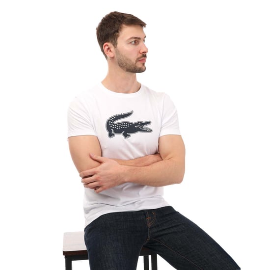 Men's Lacoste SPORT 3D Print Crocodile Jersey T-Shirt in White Navy