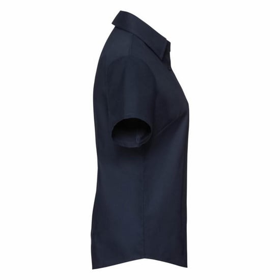 Russell Collection Ladies/Womens Short Sleeve Easy Care Oxford Shirt (Bright Navy) - Image 3