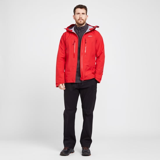OEX Men's Tirran Waterproof Athletic Fit Jacket with Adjustable Hood, Hiking Raincoat