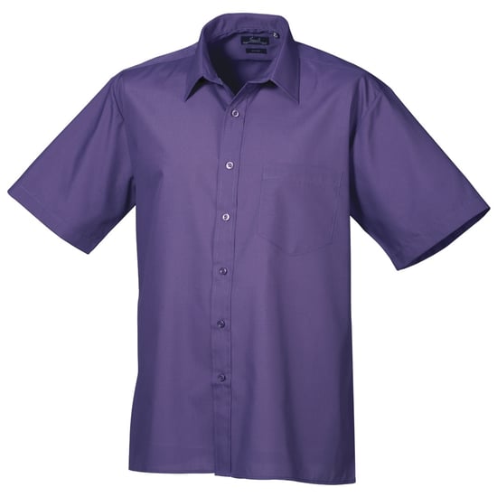 Premier Mens Short Sleeve Formal Poplin Plain Work Shirt (Purple) - Image 1