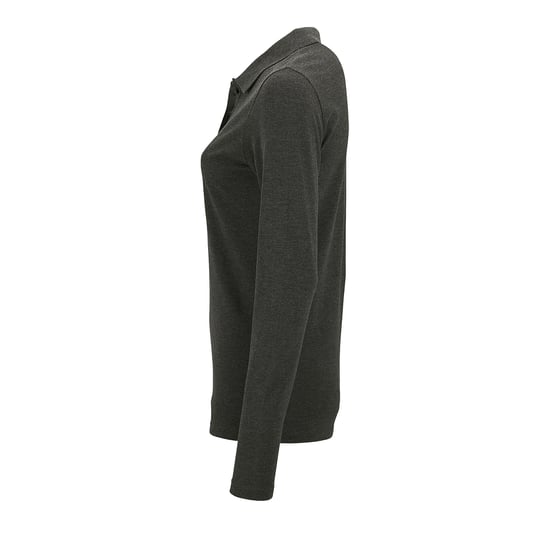 SOLS Womens/Ladies Perfect Long Sleeve Pique Polo Shirt (Charcoal Marl) - Image 4
