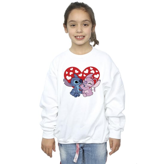 Disney Girls Lilo & Stitch Hearts Sweatshirt (White) - Image 2