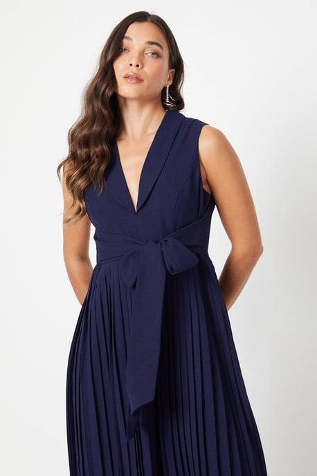 Petite Pleated Wide Leg Sleeveless Jumpsuit - Image 4