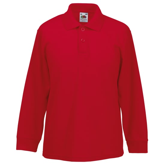 Fruit Of The Loom Childrens Long Sleeve 65/35 Pique Polo / Childrens Polo Shirts (Red) - Image 3