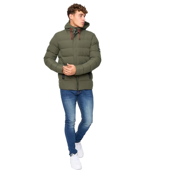 Crosshatch Mens Kampleys Embossed Padded Jacket (Olive) - Image 4