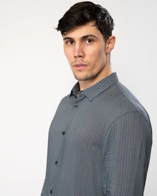 Armani Exchange Mens Long Sleeve Pattern Print Shirt