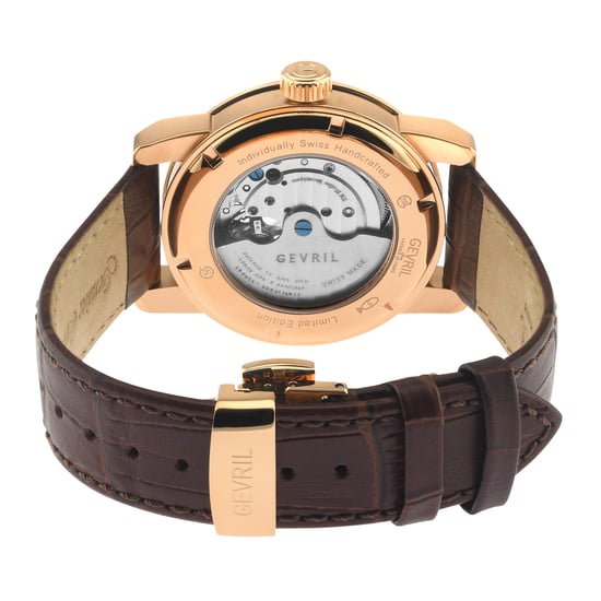 Gevril Reloj Madison Swiss automático IPRG con esfera plateada y cuero marrón para hombre - Image 2