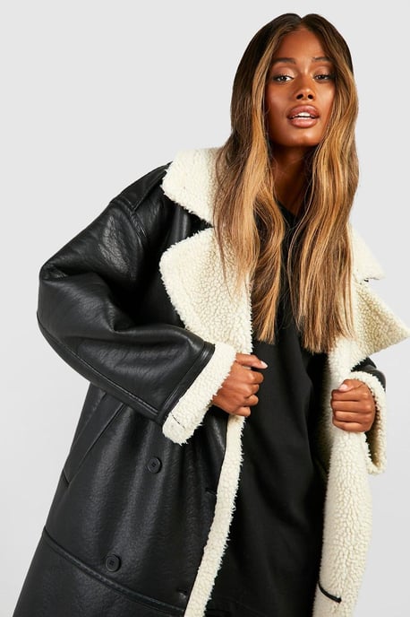 Borg Trim Maxi Aviator Coat - Image 5
