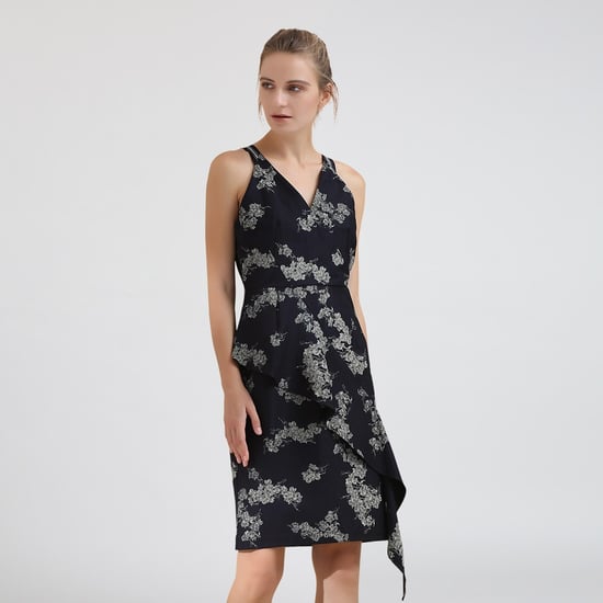 Tailored V-Neck Denim Dress - Image 1