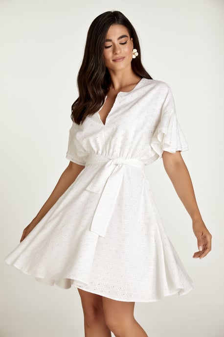 Vestido bordado blanco con mangas con volantes - Image 5