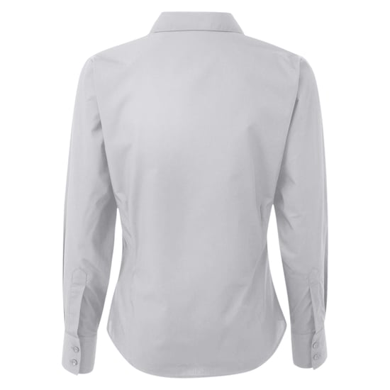 Premier Womens/Ladies Poplin Long-Sleeved Blouse (Silver) - Image 2
