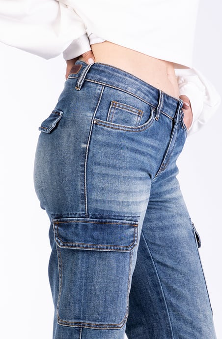Amy Ladies Trousers blue denim Wide Leg