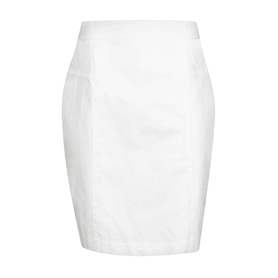 Falda lápiz blanca de algodón-elastano con costuras decorativas y cremallera oculta - Image 2