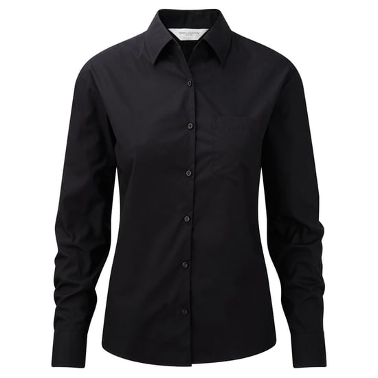 Russell Collection Womens/Ladies Cotton Poplin Easy-Care Long-Sleeved Formal Shirt (Black) - Image 1