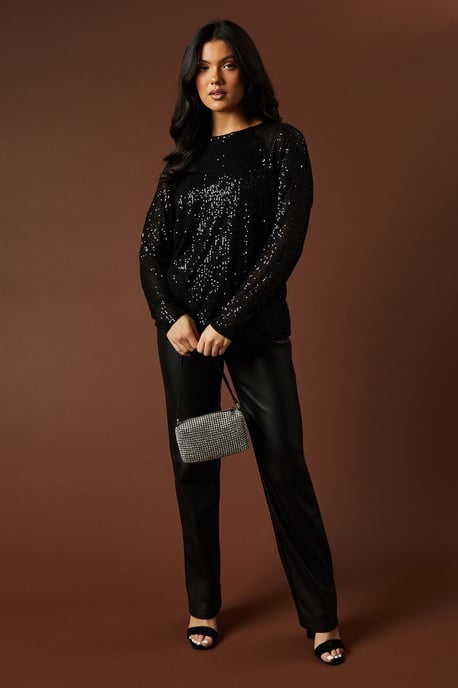 Sequin Chiffon Bow Back Top