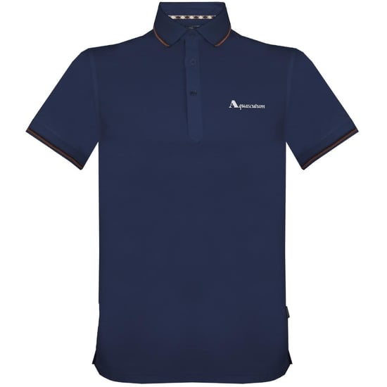 Polo azul marino con logo de marca Aquascutum - Image 1