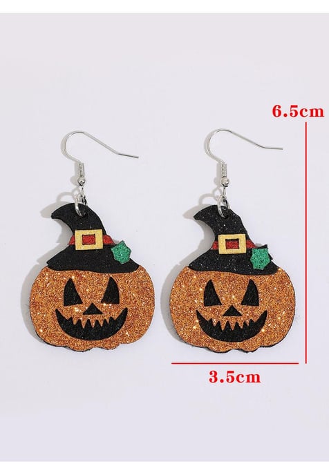 Pendientes Colgantes de Calabaza para Mujer en Llama Dorada de Halloween - Image 1
