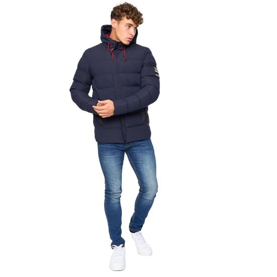 Crosshatch Mens Kampleys Embossed Padded Jacket (Navy) - Image 4