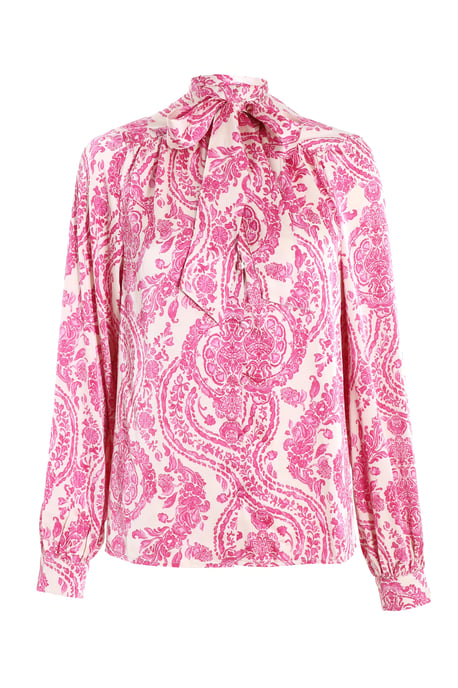 Pink Paisley Print Satin Shirt