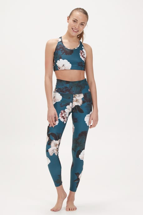 France Blue Floral Racerback Sports Bra
