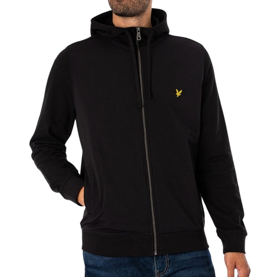 Lyle & Scott Hybrid sudadera con capucha negra azabache con cremallera - Image 1