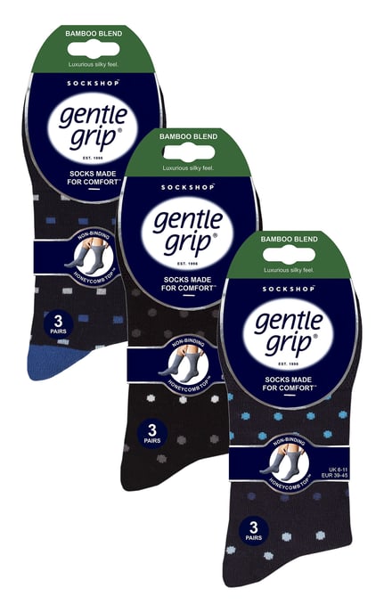Paquete de 9 calcetines de bambú para hombre | Gentle Grip | Extra Wide Loose Top Non Elastic Socks - SOMRM101106 - Image 2