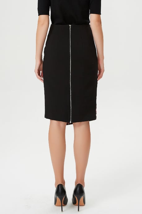 Asymmetrical bi-material skirt with front panel - Image 3