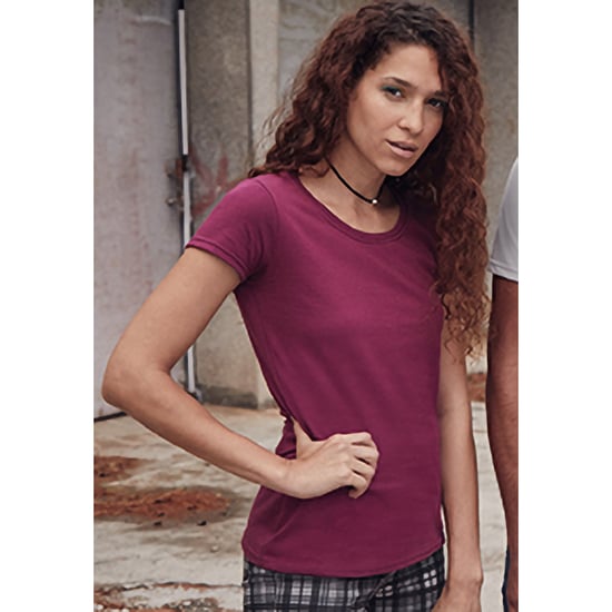 Fruit Of The Loom Womens/Ladies Ringspun Premium T-Shirt (Oxblood) - Image 4