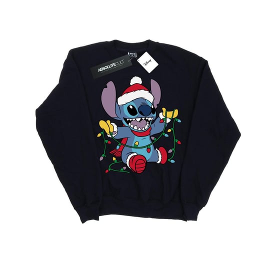 Disney Mens Lilo And Stitch Christmas Lights Sweatshirt (Navy Blue)