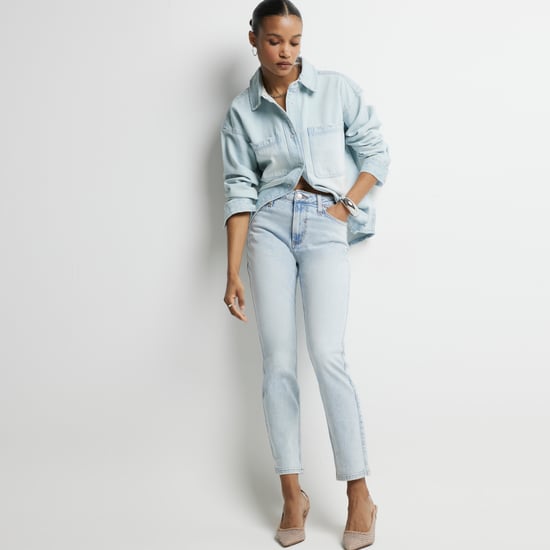 River Island Womens Slim Straight Jeans Light Blue High Waisted