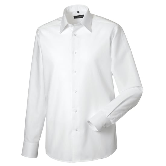 Russell Collection Mens Plain Oxford Tailored Long-Sleeved Shirt (White) - Image 1