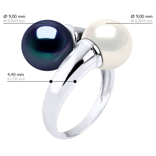 Ring You & Me Bulk - 2 Real Cultured Freshwater Pearls Round 9-10 mm - Image 2