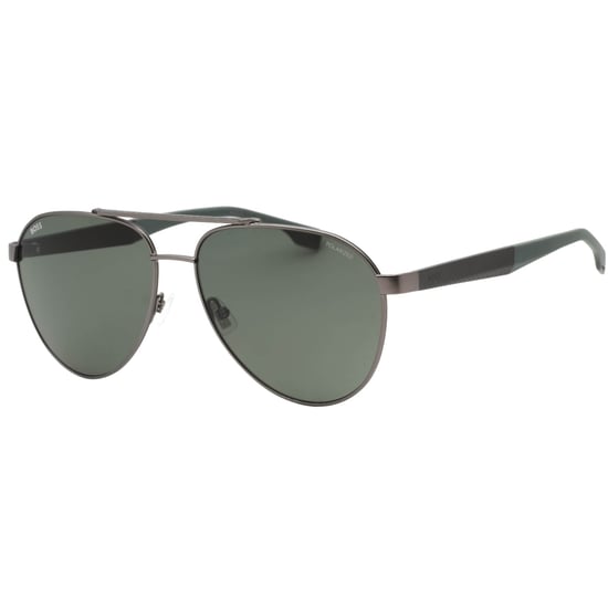 Gafas de sol Hugo Boss con lentes polarizados gris verdoso y acabado mate en rutenio. - Image 2
