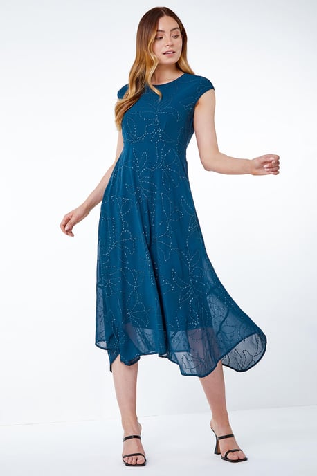 Embroidered Sequin Hanky Hem Dress - Image 2