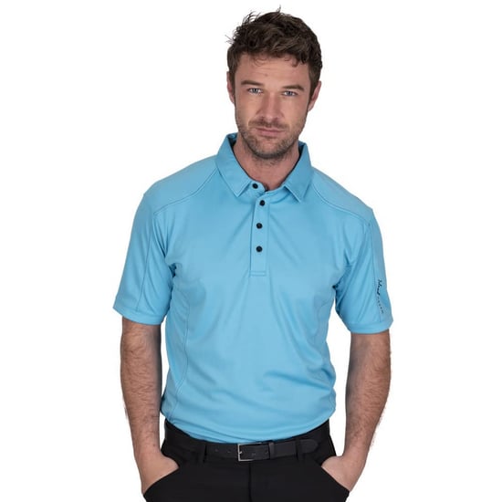 Island Green Mens Topstitched Golf Polo Shirt (Turquoise) - Image 3