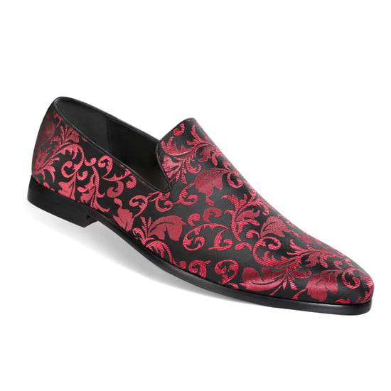 Men's Penny Loafers with Elegant Jacquard Red - Image 4