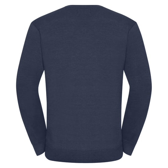 Russell Collection Mens V-Neck Knitted Pullover Sweatshirt (French Navy) - Image 2