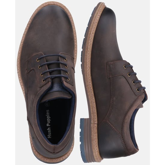 Zapatos de cuero marrones de cordones para hombre Hush Puppies Julian - Image 6