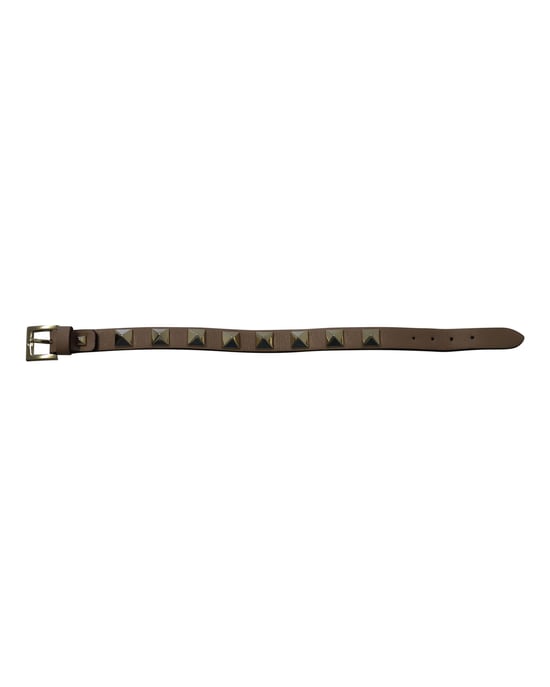 Valentino Garavani Rockstud Bracelet in Brown Calfskin Leather - Image 4
