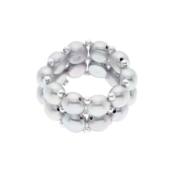 Ring 2 Rows - Hand Made - of Real Freshwater Pearls