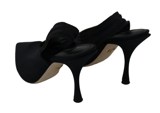 Zapatos de Tacón con Banda Trasera de Jersey Negro Stretch de Dolce & Gabbana - Image 6